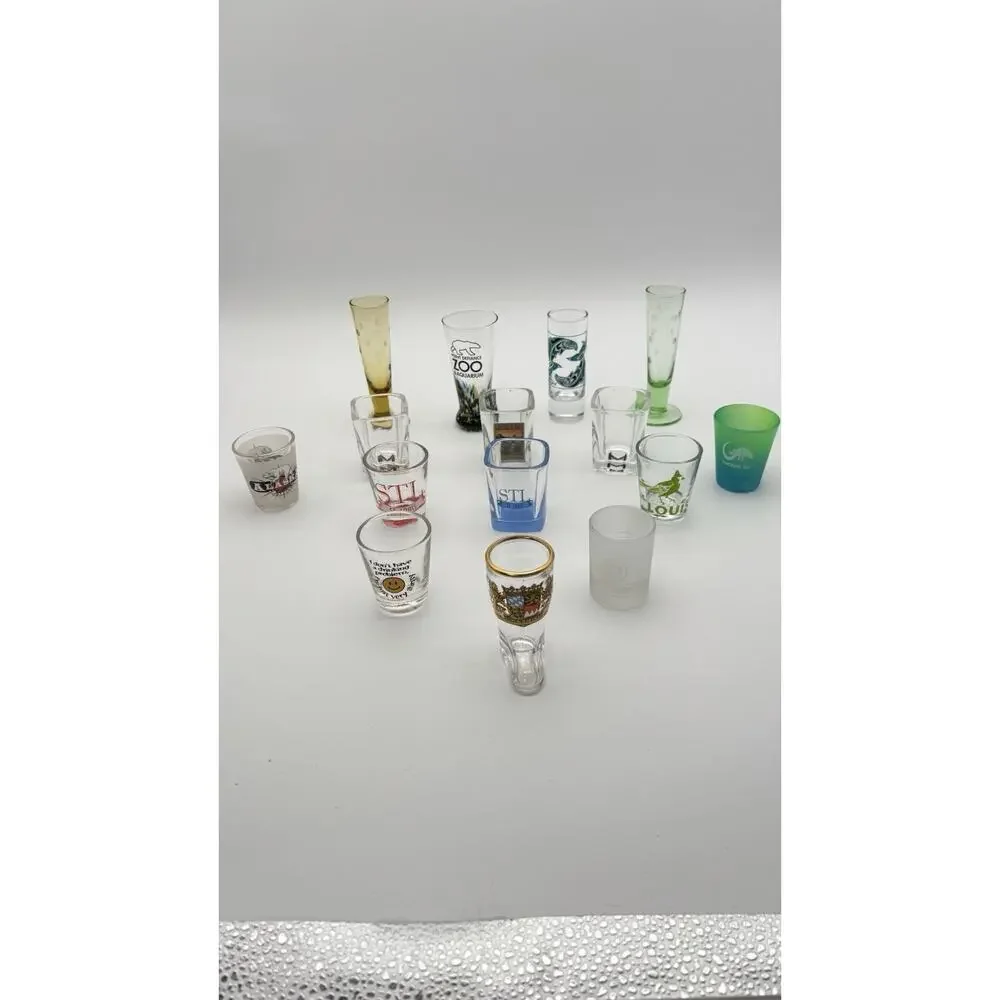 Vintage Shot Glasses Various Destinations Vacation Spots Lot Of 15. VG Condition